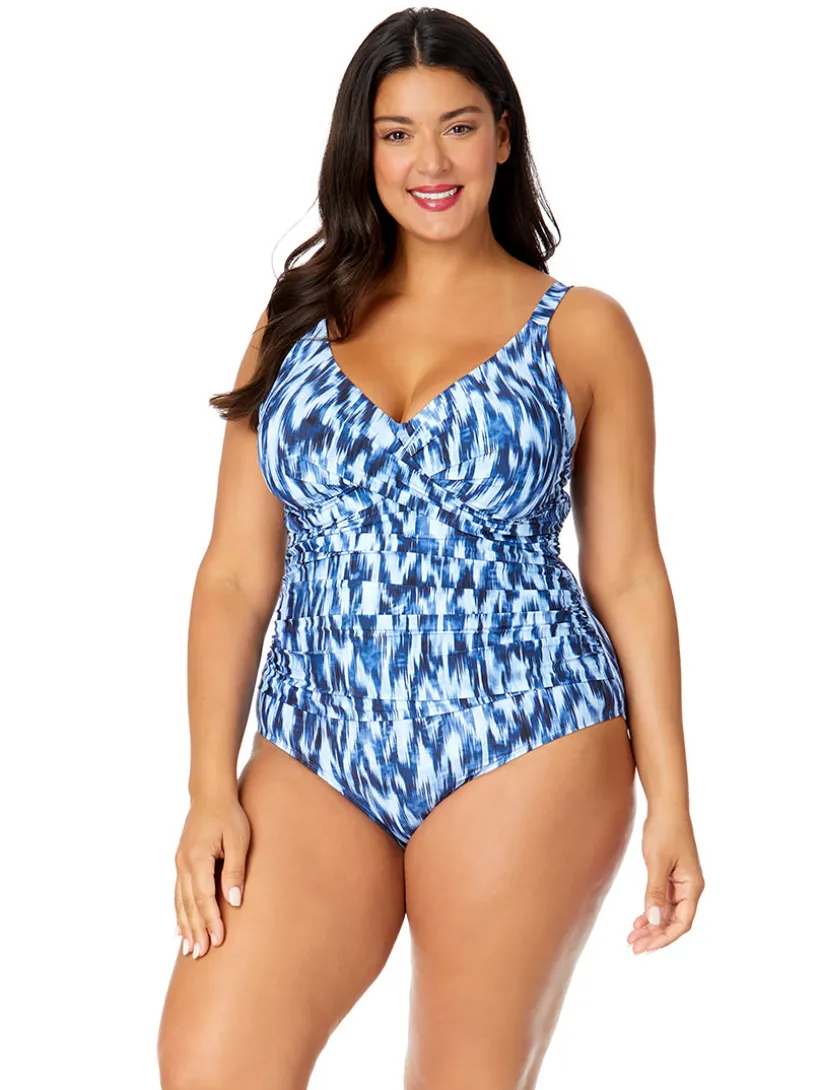 Anne Cole Ikat Drape One Piece Swimsuit