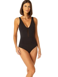 Anne Cole Plunge Mesh One Piece Swimsuit