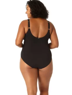 Anne Cole Plunge Mesh One Piece Plus Size Swimsuit