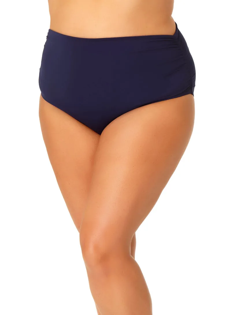 Anne Cole Shirred Hi-Low Plus Swim Bottom