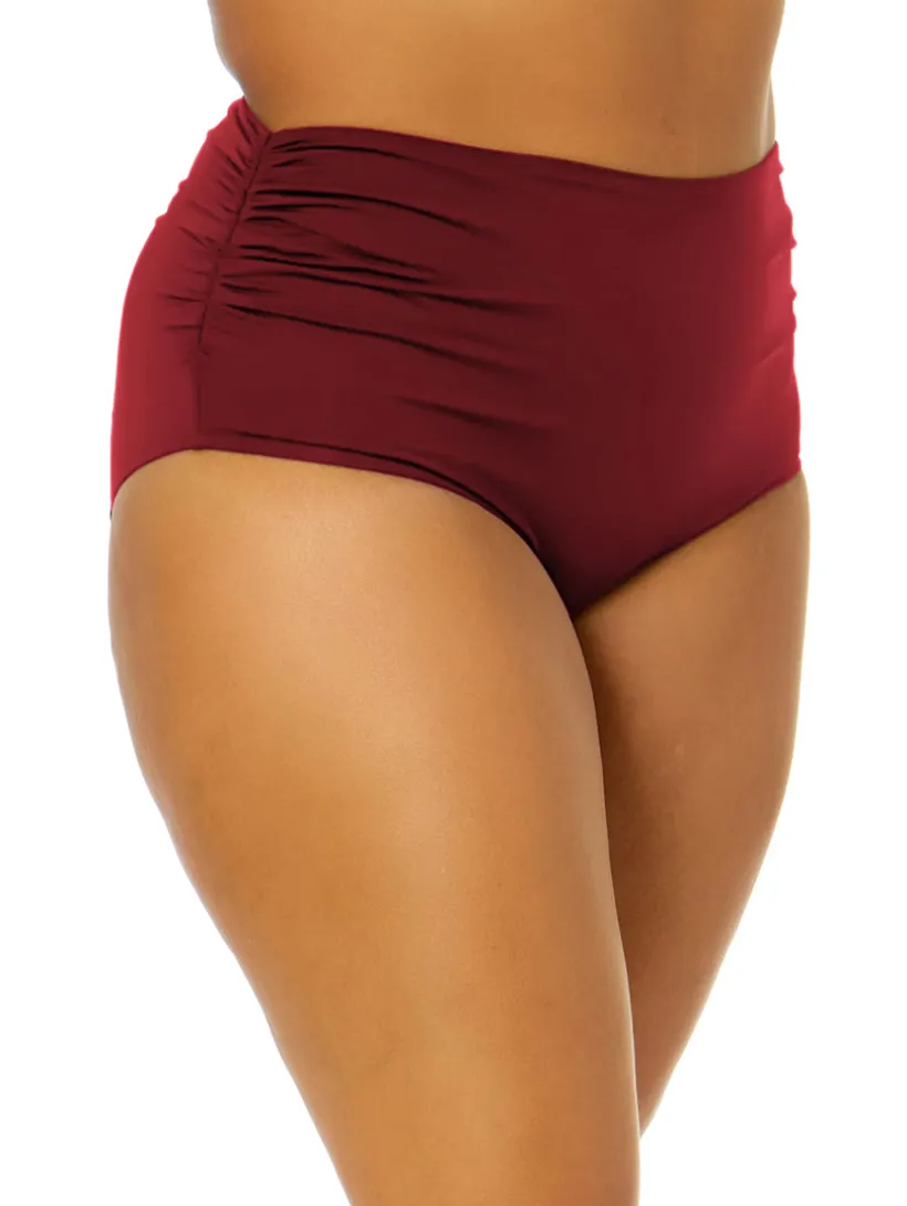 Anne Cole Shirred Hi-Low Plus Swim Bottom